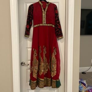 Indian sequin and embroidered lehenga sari gown